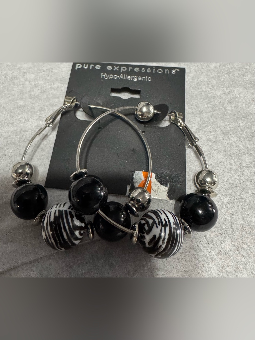 5/25 - Buy 5 for $25 Black & White Beaded Hoop Earrings - Women Jewelry